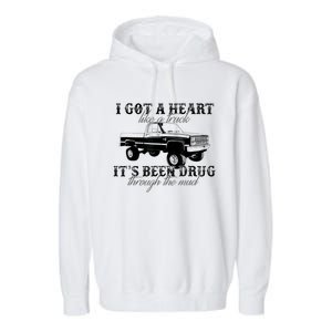 I Got A Heart Like A Truck Western Sunset Cowgirl Farm Garment-Dyed Fleece Hoodie