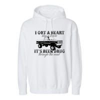 I Got A Heart Like A Truck Western Sunset Cowgirl Farm Garment-Dyed Fleece Hoodie