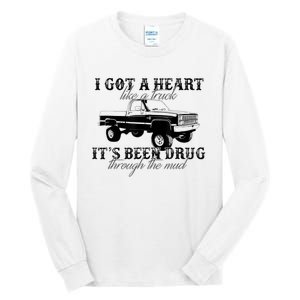 I Got A Heart Like A Truck Western Sunset Cowgirl Farm Tall Long Sleeve T-Shirt