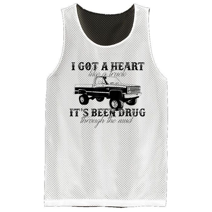 I Got A Heart Like A Truck Western Sunset Cowgirl Farm Mesh Reversible Basketball Jersey Tank