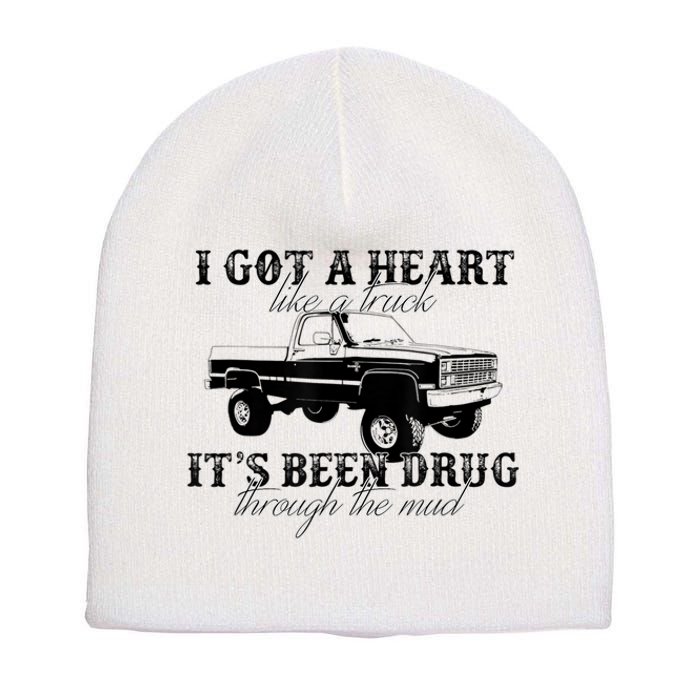 I Got A Heart Like A Truck Western Sunset Cowgirl Farm Short Acrylic Beanie