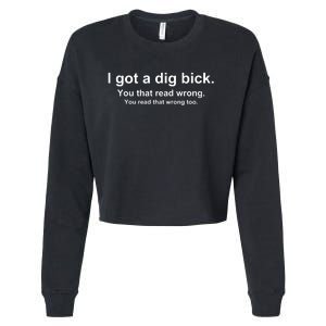 I Got A Dig Bick You That Read Wrong Cropped Pullover Crew