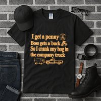 I Get A Penny Boss Gets A Buck So I Crank My Hog In Tall T-Shirt
