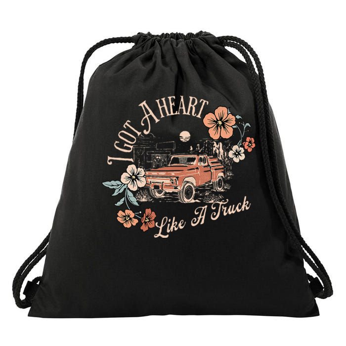 I Got A Heart Like A Truck Western Country Music Cowboy Drawstring Bag