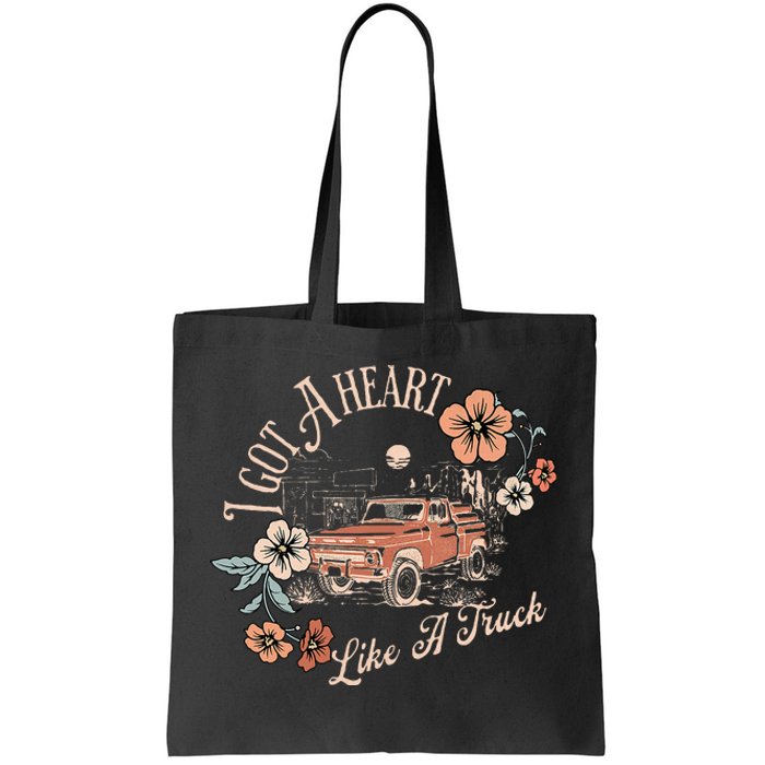 I Got A Heart Like A Truck Western Country Music Cowboy Tote Bag