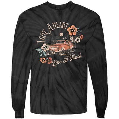 I Got A Heart Like A Truck Western Country Music Cowboy Tie-Dye Long Sleeve Shirt