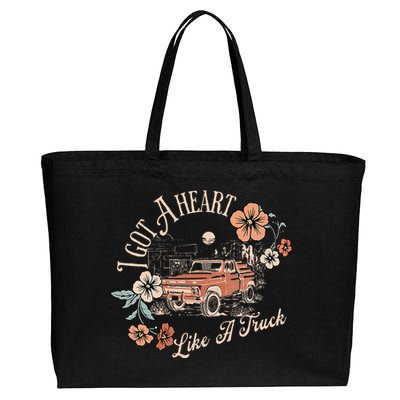 I Got A Heart Like A Truck Western Country Music Cowboy Cotton Canvas Jumbo Tote