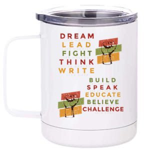 Inspiring Great African American Leaders Fist Black History Gift 12 oz Stainless Steel Tumbler Cup