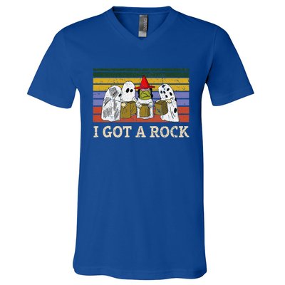 I Got A Rock Funny Halloween Ghost V-Neck T-Shirt