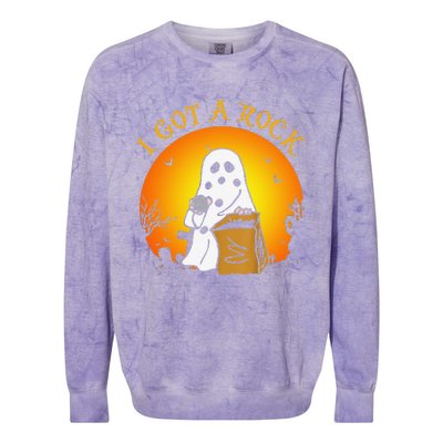 I Got A Rock Halloween Gift For Funny Funny Colorblast Crewneck Sweatshirt