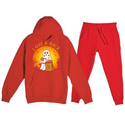 I Got A Rock Halloween Gift For Funny Funny Premium Hooded Sweatsuit Set