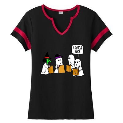 I Got A Rock Halloween Trick Or Treat Ladies Halftime Notch Neck Tee