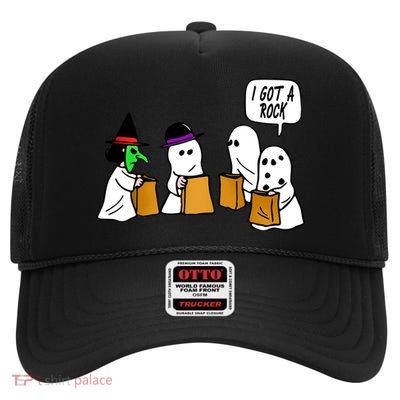I Got A Rock Halloween Trick Or Treat High Crown Mesh Back Trucker Hat