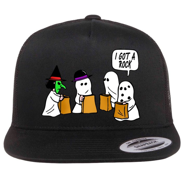 I Got A Rock Halloween Trick Or Treat Flat Bill Trucker Hat