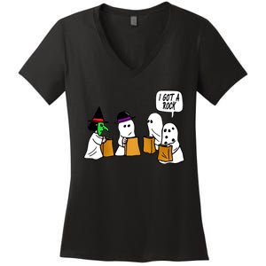 I Got A Rock Halloween Trick Or Treat Women's V-Neck T-Shirt