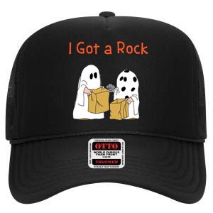 I Got A Rock Lazy Day Halloween Costume Funny Trick Or Treat High Crown Mesh Back Trucker Hat