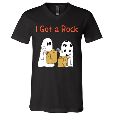 I Got A Rock Lazy Day Halloween Costume Funny Trick Or Treat V-Neck T-Shirt
