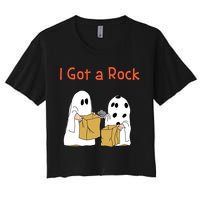 I Got A Rock Lazy Day Halloween Costume Funny Trick Or Treat Women's Crop Top Tee