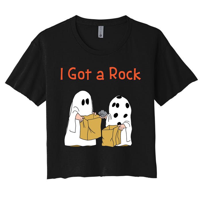 I Got A Rock Lazy Day Halloween Costume Funny Trick Or Treat Women's Crop Top Tee