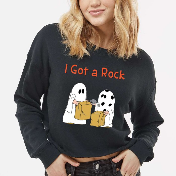 I Got A Rock Lazy Day Halloween Costume Funny Trick Or Treat Cropped Pullover Crew