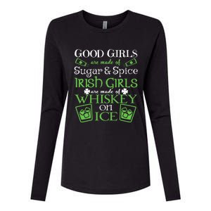 Irish Girl Are Whiskey On Ice St. Patrick's Day Womens Cotton Relaxed Long Sleeve T-Shirt