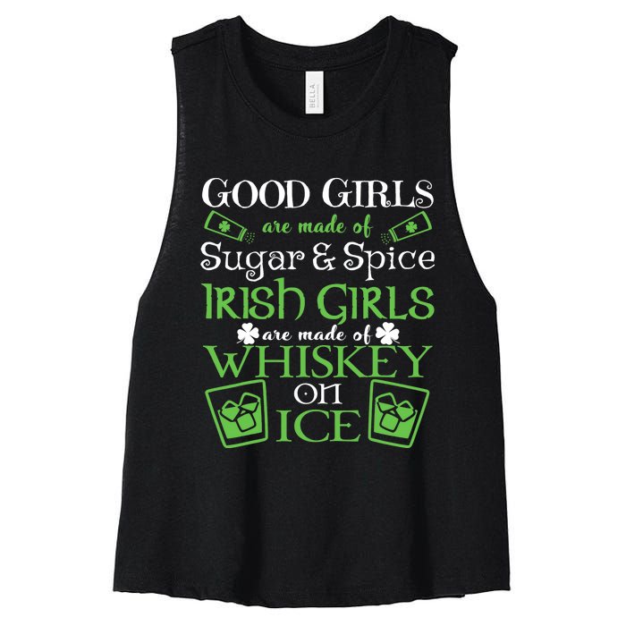 Irish Girl Are Whiskey On Ice St. Patrick's Day Women's Racerback Cropped Tank