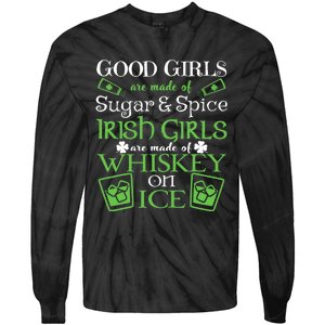 Irish Girl Are Whiskey On Ice St. Patrick's Day Tie-Dye Long Sleeve Shirt