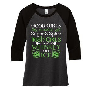 Irish Girl Are Whiskey On Ice St. Patrick's Day Women's Tri-Blend 3/4-Sleeve Raglan Shirt