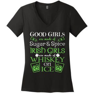 Irish Girl Are Whiskey On Ice St. Patrick's Day Women's V-Neck T-Shirt