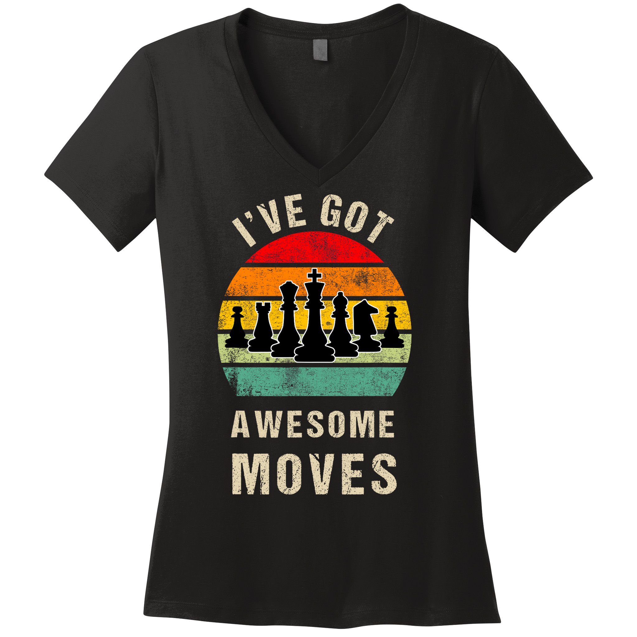 I've Got Awesome Moves Chess Player Funny Chess Player Women's V-Neck T-Shirt