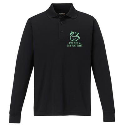 IVe Got A Tea For That. Performance Long Sleeve Polo