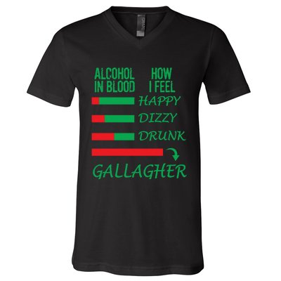 Irish Gallagher & Alcohol St Patrick Day Apparel Design Gift Long Sleeve V-Neck T-Shirt