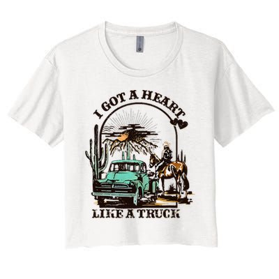 I Got A Heart Like A Truck Western Country Music Cowboy Women's Crop Top Tee