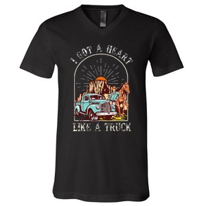 I Got A Heart Like A Truck Western Country Music Cowgirl V-Neck T-Shirt