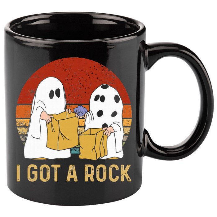I Got A Rock Halloween Trick Or Treat Ghost 11oz C Handle Ceramic Mug