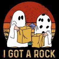 I Got A Rock Halloween Trick Or Treat Ghost Flatbill Hat