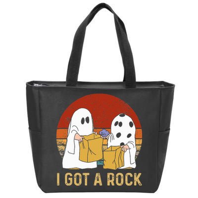 I Got A Rock Halloween Trick Or Treat Ghost Zip Tote Bag