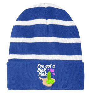 I've Got A Dink Kink Pickle Ball Striped Beanie with Solid Band