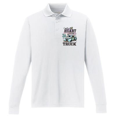 I Got A Heart Like A Truck Runs On Dreams Performance Long Sleeve Polo