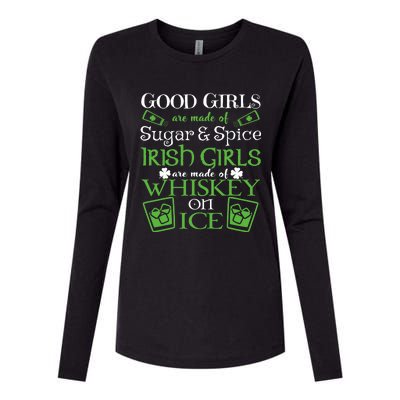 Irish Girl are Whiskey on Ice St. Patrick's Day Womens Cotton Relaxed Long Sleeve T-Shirt