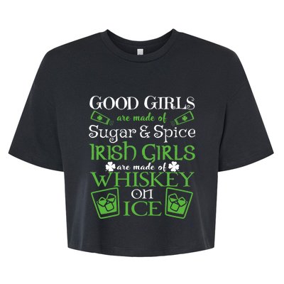 Irish Girl are Whiskey on Ice St. Patrick's Day Bella+Canvas Jersey Crop Tee