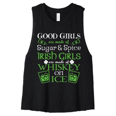 Irish Girl are Whiskey on Ice St. Patrick's Day Women's Racerback Cropped Tank