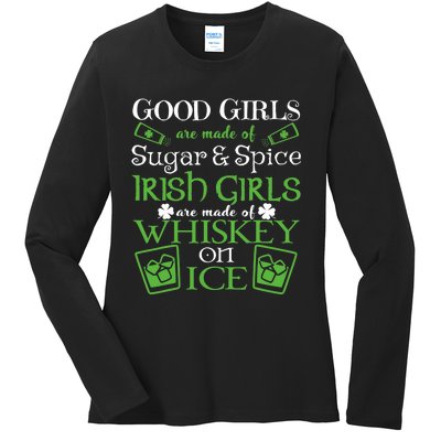 Irish Girl are Whiskey on Ice St. Patrick's Day Ladies Long Sleeve Shirt