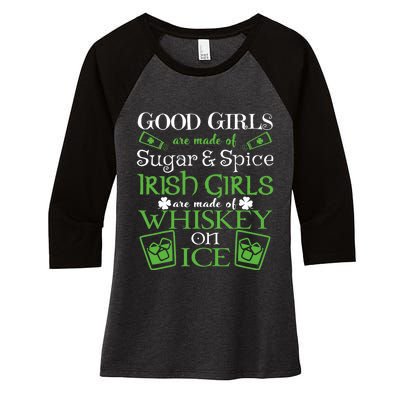 Irish Girl are Whiskey on Ice St. Patrick's Day Women's Tri-Blend 3/4-Sleeve Raglan Shirt