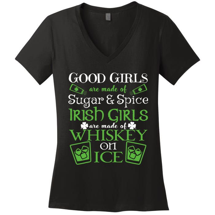 Irish Girl are Whiskey on Ice St. Patrick's Day Women's V-Neck T-Shirt