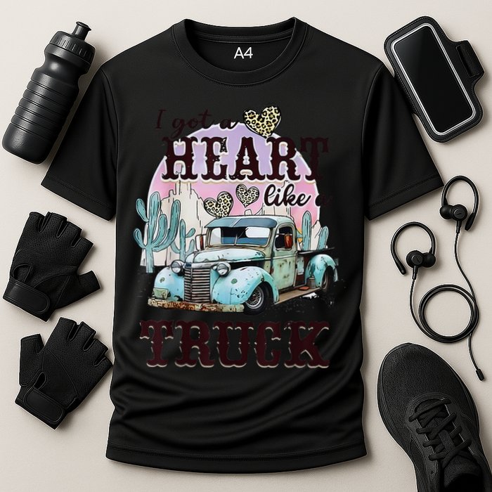 I Got A Heart Like A Truck Runs On Dreams Cooling Performance Crew T-Shirt