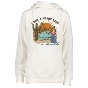 I Got A Heart Like A Truck Western Boho Sunset Girl Desert Womens Funnel Neck Pullover Hood