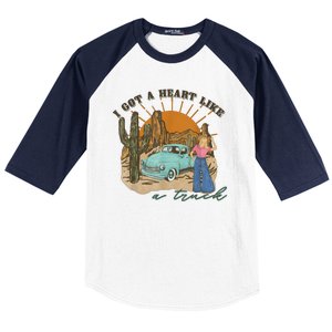 I Got A Heart Like A Truck Western Boho Sunset Girl Desert Baseball Sleeve Shirt