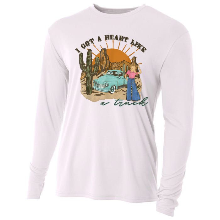 I Got A Heart Like A Truck Western Boho Sunset Girl Desert Cooling Performance Long Sleeve Crew