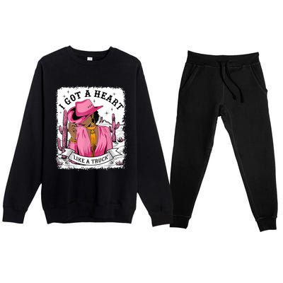 I Got A Heart Like A Truck Western Black Cowgirl African Premium Crewneck Sweatsuit Set